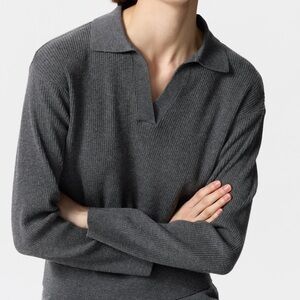 Uniqlo Ribbed Knit Polo set (Blue)